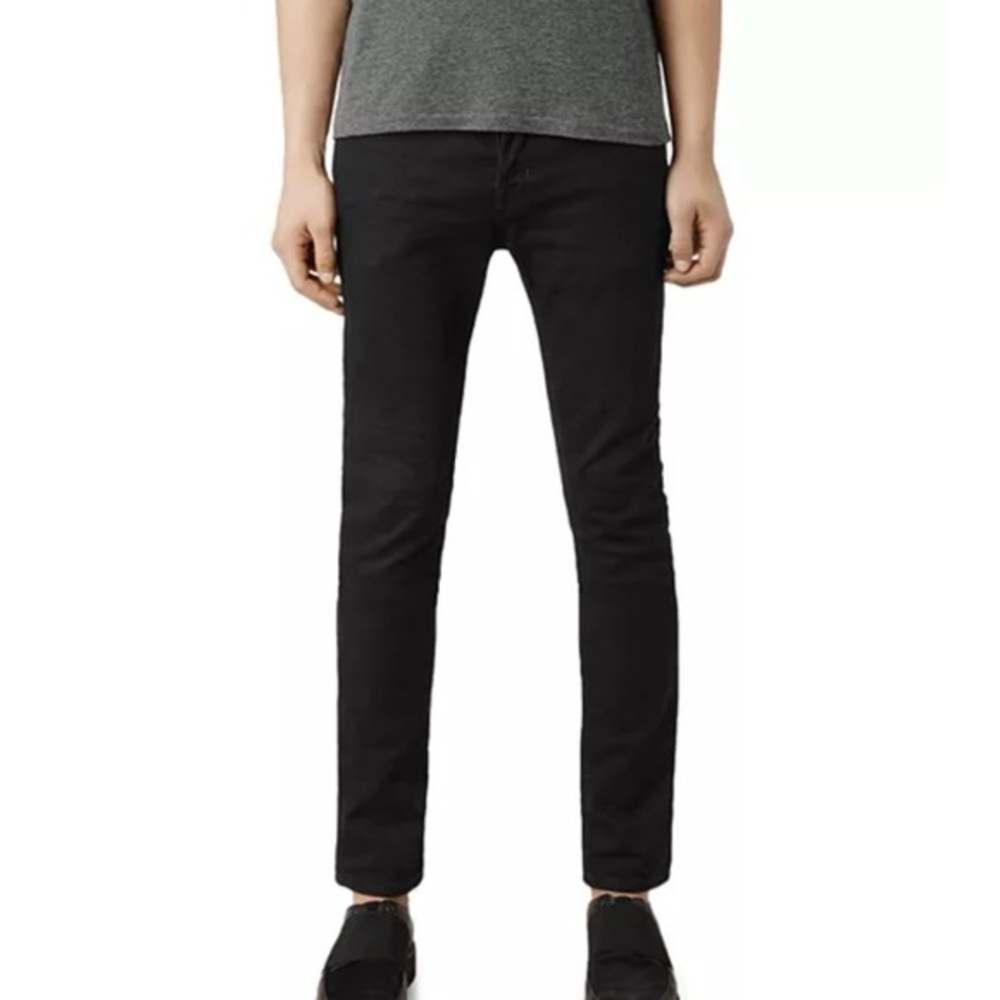Allsaints Crow Cigarette Skinny Black Button Fly Denim Jeans Size 28‎ - Picture 2 of 10